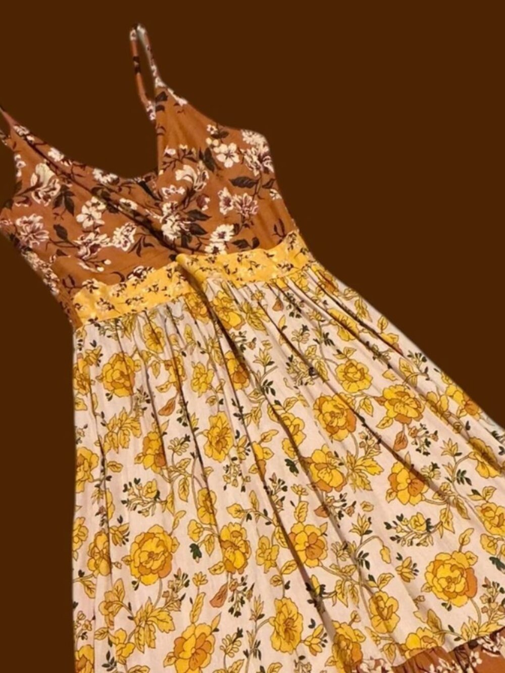 Angie Women's Floral Dress Colorful Bohemian Size Small Sleeveless Rayon